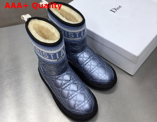 Dior Snow Ankle Boot in Metallic Blue Quilted Canage Fabric Replica