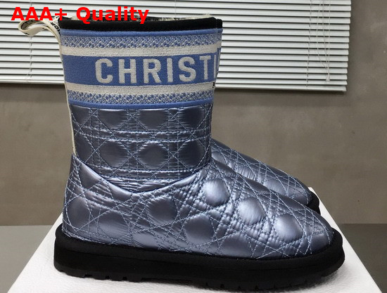 Dior Snow Ankle Boot in Metallic Blue Quilted Canage Fabric Replica