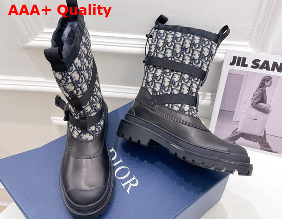 Dior Snow Boot Beige and Black Dior Oblique Jacquard and Black Smooth Calfskin Replica