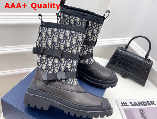 Dior Snow Boot Beige and Black Dior Oblique Jacquard and Black Smooth Calfskin Replica