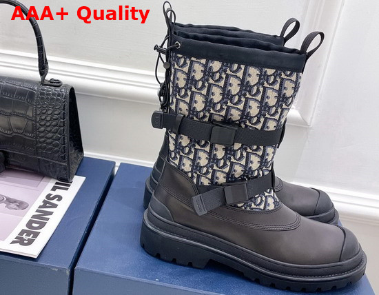 Dior Snow Boot Beige and Black Dior Oblique Jacquard and Black Smooth Calfskin Replica