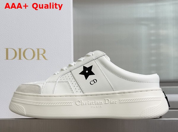 Dior Star Open Back Platform Sneaker in White Calfskin and Suede Calfskin Replica