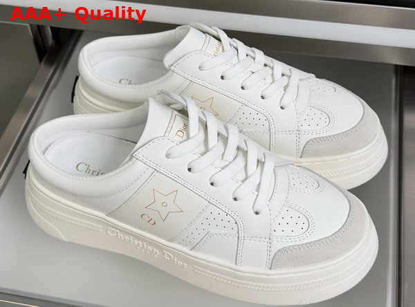 Dior Star Open Back Platform Sneaker in White Calfskin and Suede Calfskin Replica