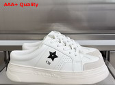 Dior Star Open Back Platform Sneaker in White Calfskin and Suede Calfskin Replica
