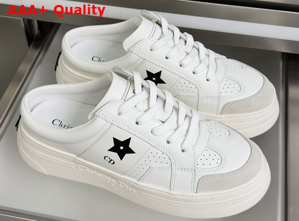 Dior Star Open Back Platform Sneaker in White Calfskin and Suede Calfskin Replica