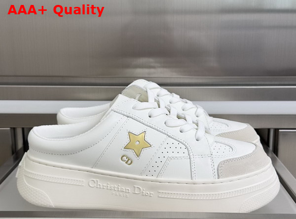 Dior Star Open Back Platform Sneaker in White Calfskin and Suede Calfskin Replica