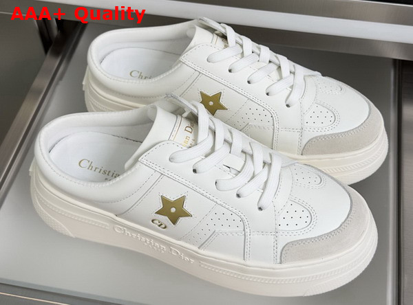 Dior Star Open Back Platform Sneaker in White Calfskin and Suede Calfskin Replica