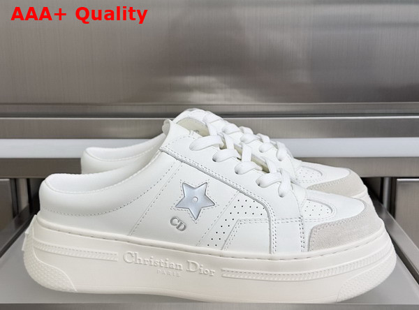 Dior Star Open Back Platform Sneaker in White Calfskin and Suede Calfskin Replica