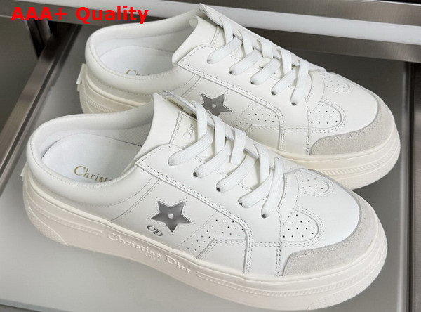 Dior Star Open Back Platform Sneaker in White Calfskin and Suede Calfskin Replica