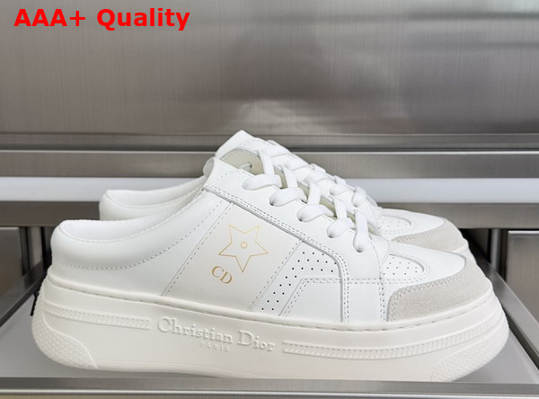 Dior Star Open Back Platform Sneaker in White Calfskin and Suede Calfskin Replica