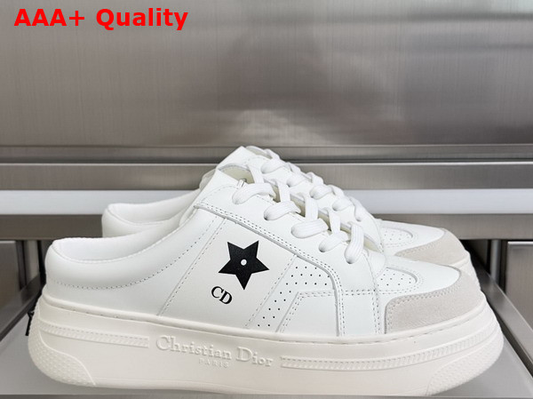 Dior Star Open Back Platform Sneaker in White Calfskin and Suede Calfskin Replica