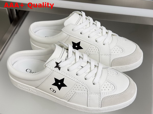 Dior Star Open Back Sneaker in White Calfskin and Suede Calfskin Replica