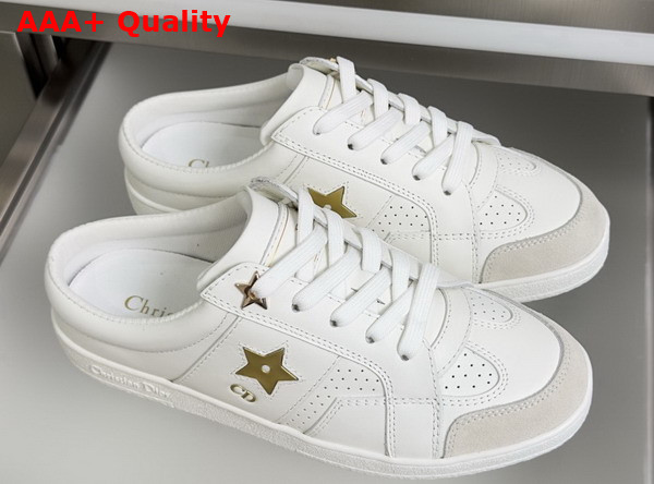 Dior Star Open Back Sneaker in White Calfskin and Suede Calfskin Replica