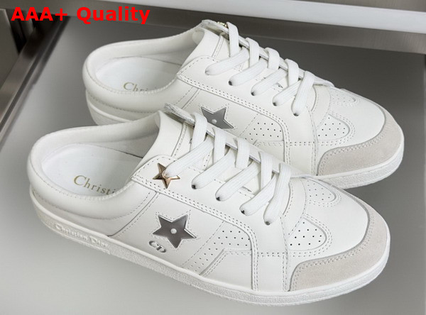 Dior Star Open Back Sneaker in White Calfskin and Suede Calfskin Replica