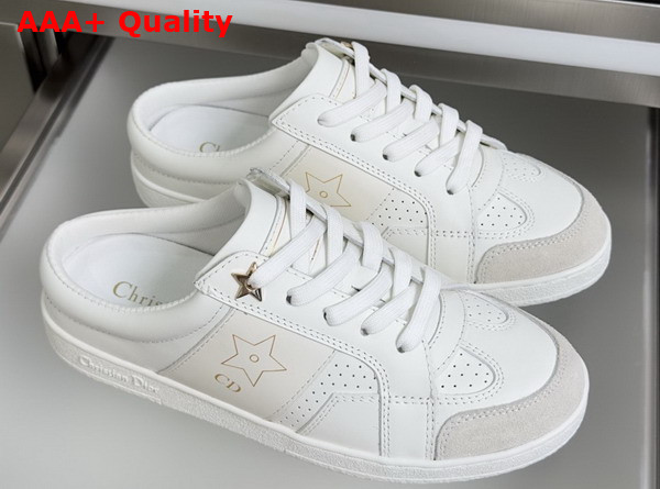 Dior Star Open Back Sneaker in White Calfskin and Suede Calfskin Replica