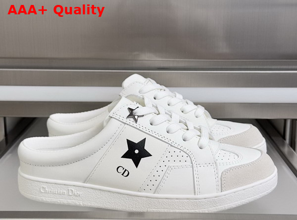 Dior Star Open Back Sneaker in White Calfskin and Suede Calfskin Replica