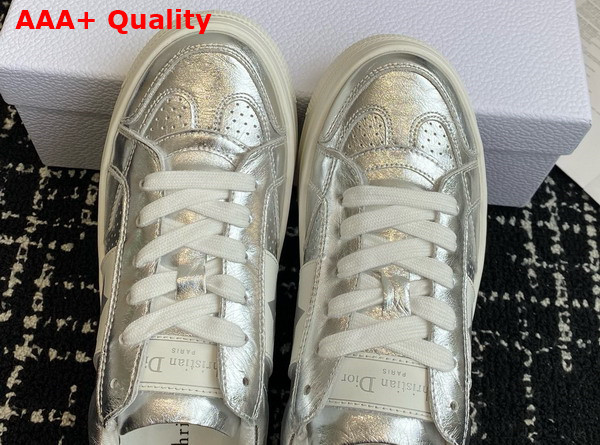 Dior Star Platform Sneaker in Silver Calfskin Replica