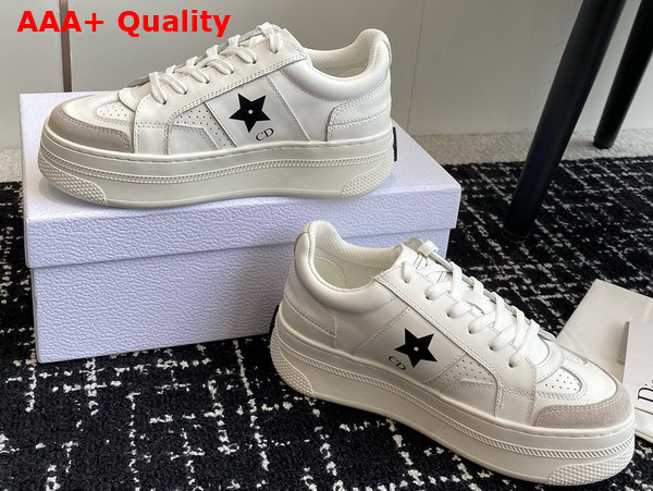 Dior Star Platform Sneaker in White Calfskin and Suede Replica