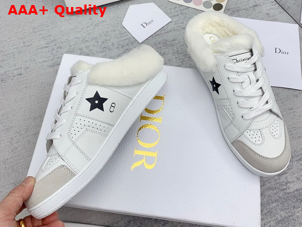 Dior Star Sneaker White Calfskin and Shearling Black Star Replica