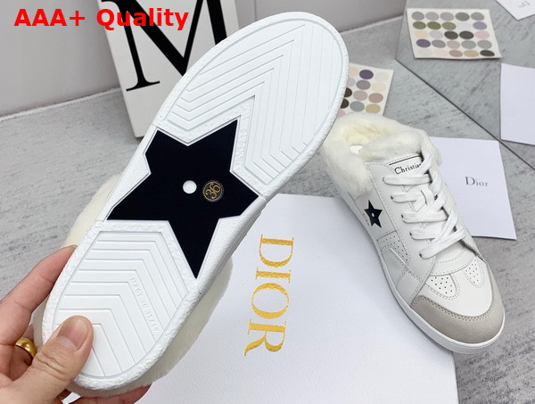 Dior Star Sneaker White Calfskin and Shearling Black Star Replica