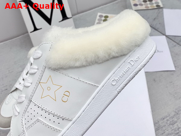 Dior Star Sneaker White Calfskin and Shearling Gold Star Replica