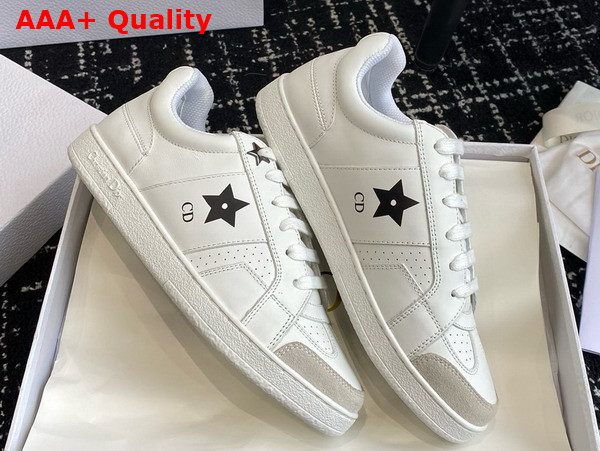 Dior Star Sneaker in White Calfskin and Suede with Ruthenium Star Replica