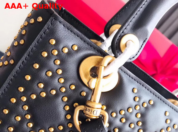 Dior Supple Lady Dior Bag in Studded Black Calfskin Replica