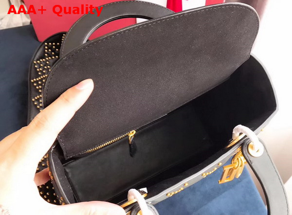 Dior Supple Lady Dior Bag in Studded Black Calfskin Replica