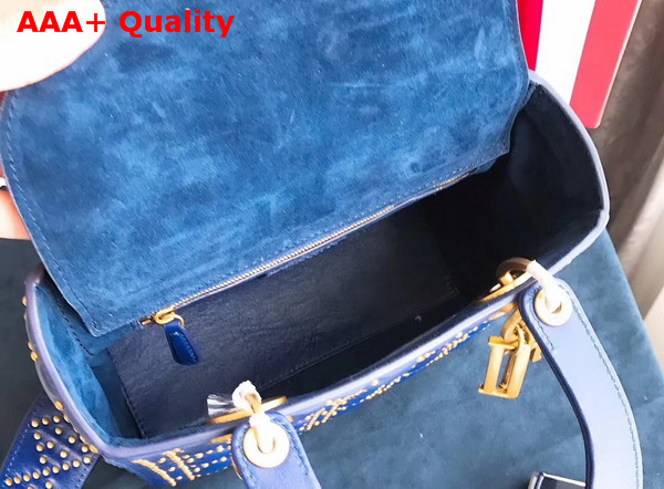 Dior Supple Lady Dior Bag in Studded Blue Calfskin Replica