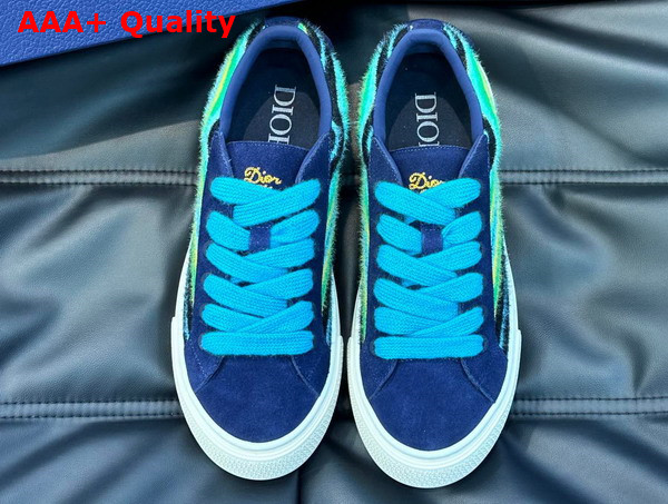 Dior Tears B33 Sneaker Limited and Numbered Edition Blue Multicolor Mohair and Navy Blue Suede Replica
