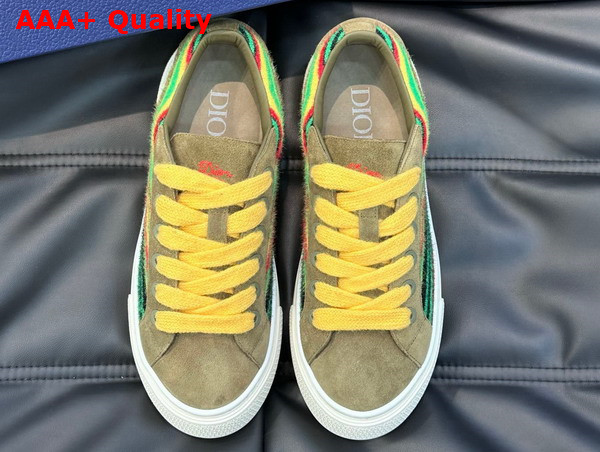 Dior Tears B33 Sneaker Limited and Numbered Edition Yellow Multicolor Mohair and Brown Suede Replica
