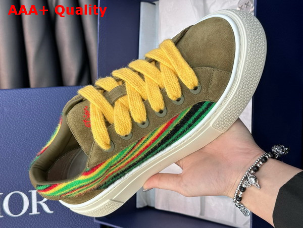 Dior Tears B33 Sneaker Limited and Numbered Edition Yellow Multicolor Mohair and Brown Suede Replica