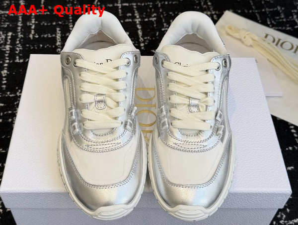 Dior Tech Sneaker Silver Tone Laminated Grained Calfskin and Transparent Mesh Replica