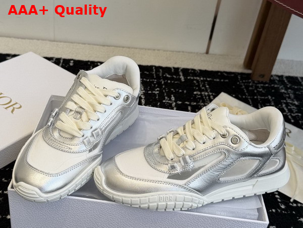 Dior Tech Sneaker Silver Tone Laminated Grained Calfskin and Transparent Mesh Replica