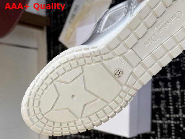 Dior Tech Sneaker Silver Tone Laminated Grained Calfskin and Transparent Mesh Replica
