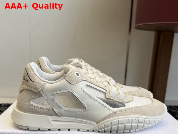 Dior Tech Sneaker White Calfskin with Light Beige Suede Calfskin and Transparent Mesh Replica