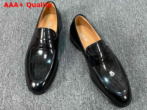 Dior Timeless Loafer in Black Polished Calfskin with Dior Oblique Gradient Replica