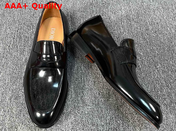 Dior Timeless Loafer in Black Polished Calfskin with Dior Oblique Gradient Replica