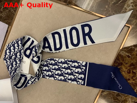 Dior Toile De Jouy Mitzah Scarf in Blue Silk Twill Replica