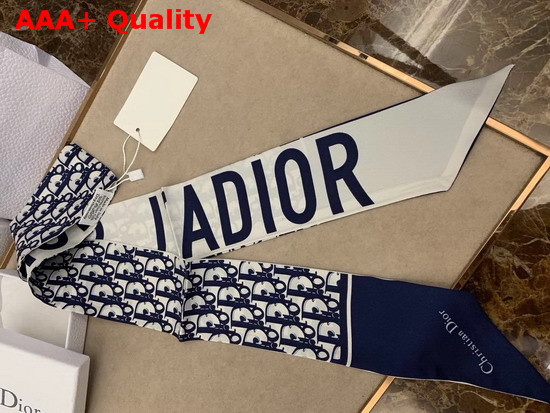 Dior Toile De Jouy Mitzah Scarf in Blue Silk Twill Replica