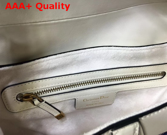 Dior Toile De Jouy Saddle Bag in White Calfskin Replica
