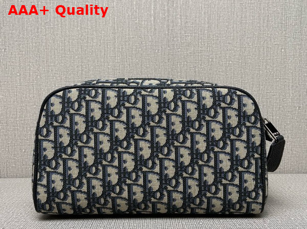 Dior Toiletry Bag Beige and Black Dior Oblique Jacquard with Black Grained Calfskin Replica