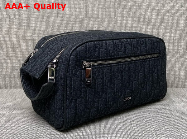 Dior Toiletry Bag Black Dior Oblique Jacquard and Black Grained Calfskin Replica