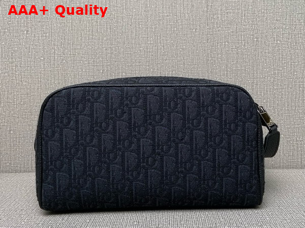 Dior Toiletry Bag Black Dior Oblique Jacquard and Black Grained Calfskin Replica