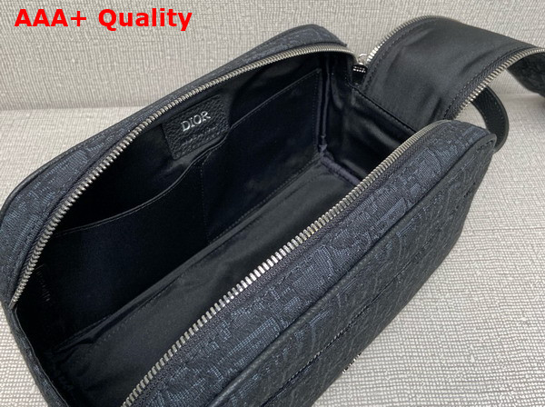 Dior Toiletry Bag Black Dior Oblique Jacquard and Black Grained Calfskin Replica