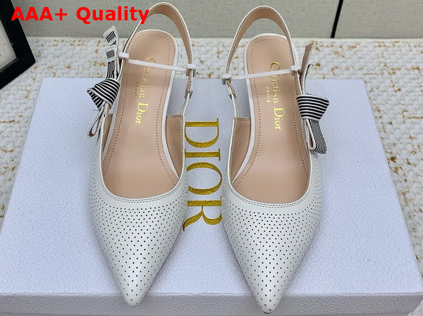 Dior Toujours Slingback Pump in White Perforated Supple Lambskin Replica