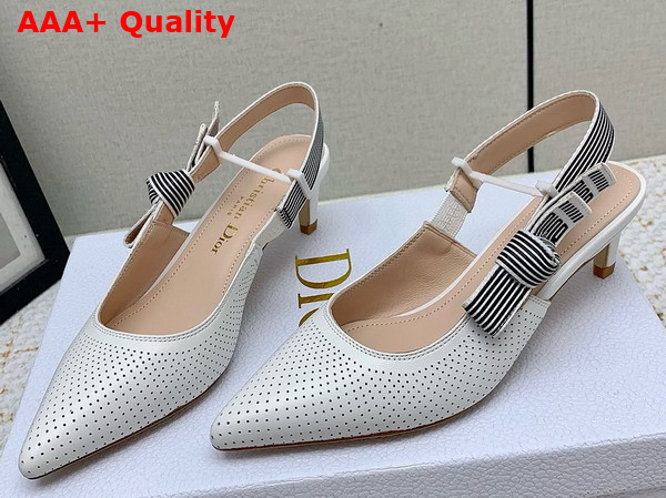 Dior Toujours Slingback Pump in White Perforated Supple Lambskin Replica