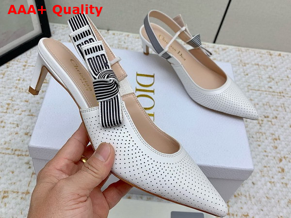Dior Toujours Slingback Pump in White Perforated Supple Lambskin Replica