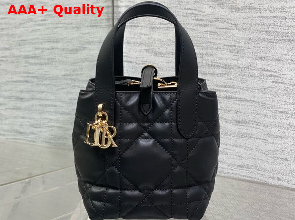Dior Toujours Vertical Nano Tote Bag in Black Macrocannage Calfskin Replica