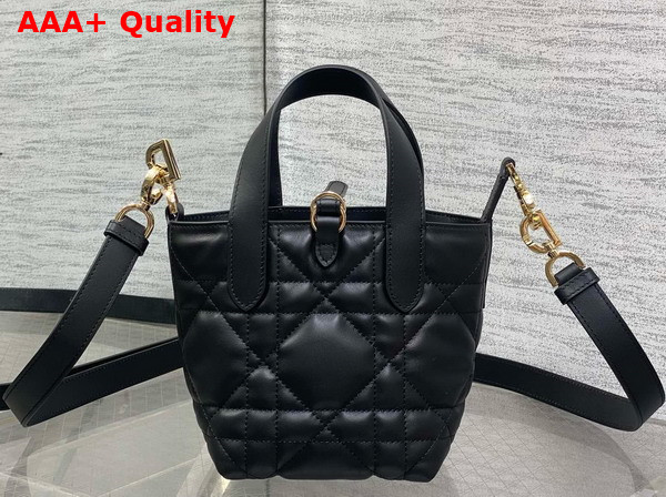Dior Toujours Vertical Nano Tote Bag in Black Macrocannage Calfskin Replica
